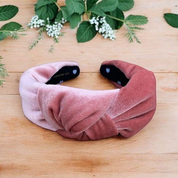 LELE SADOUGHI PETITE VELVET KNOTTED HEADBAND SOFT ROSE PINK w/Dustbag